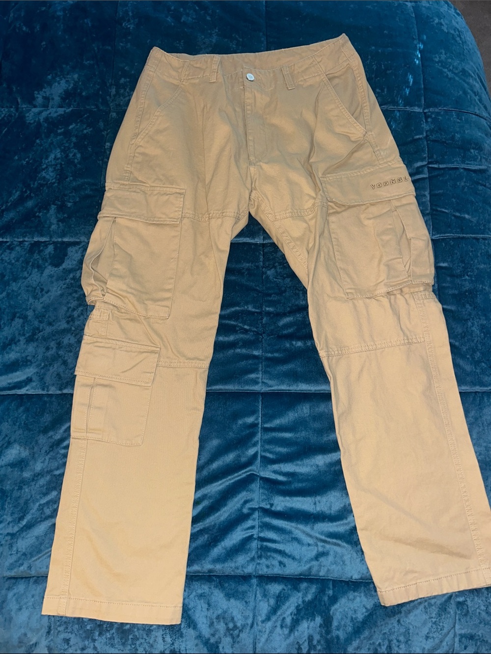 YoungLA Tan Utility Cargo Pants with Multiple Pockets